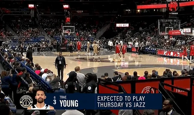 期待！转播镜头打出数据：特雷-杨将在对阵爵士时迎来复出